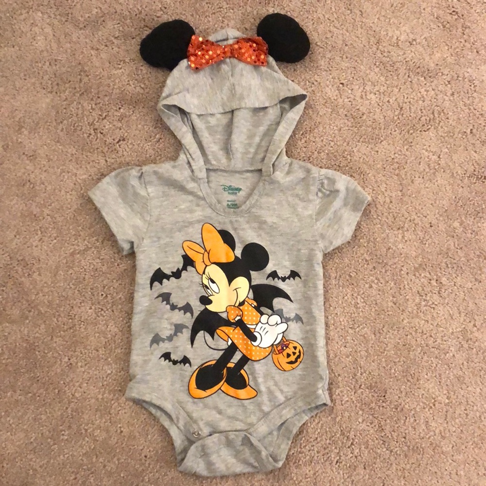 Disney Baby girl Halloween Minnie ear hood onesie